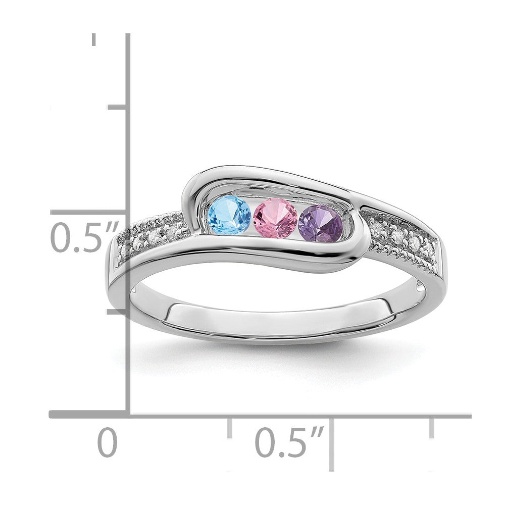 14K White Gold Family Jewelry Synthetic Stone & Diamond Set Ring