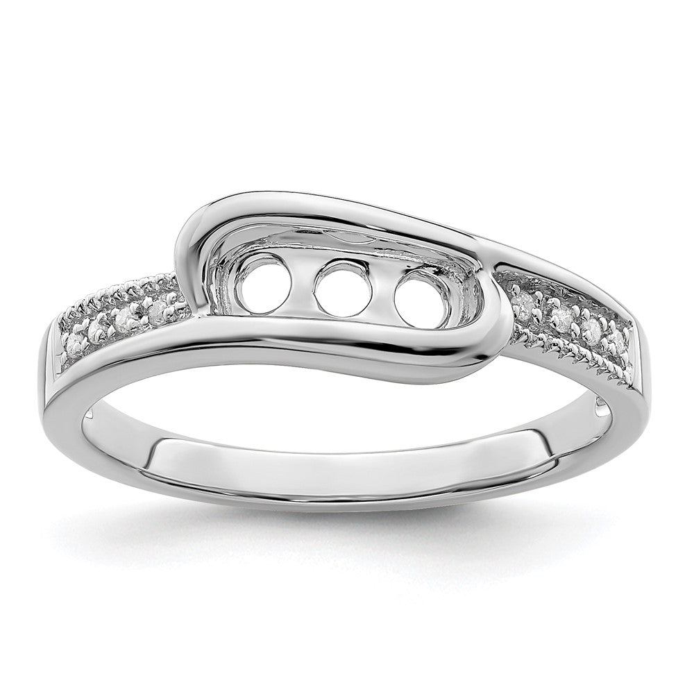 14K White Gold Family Jewelry Synthetic Stone & Diamond Set Ring