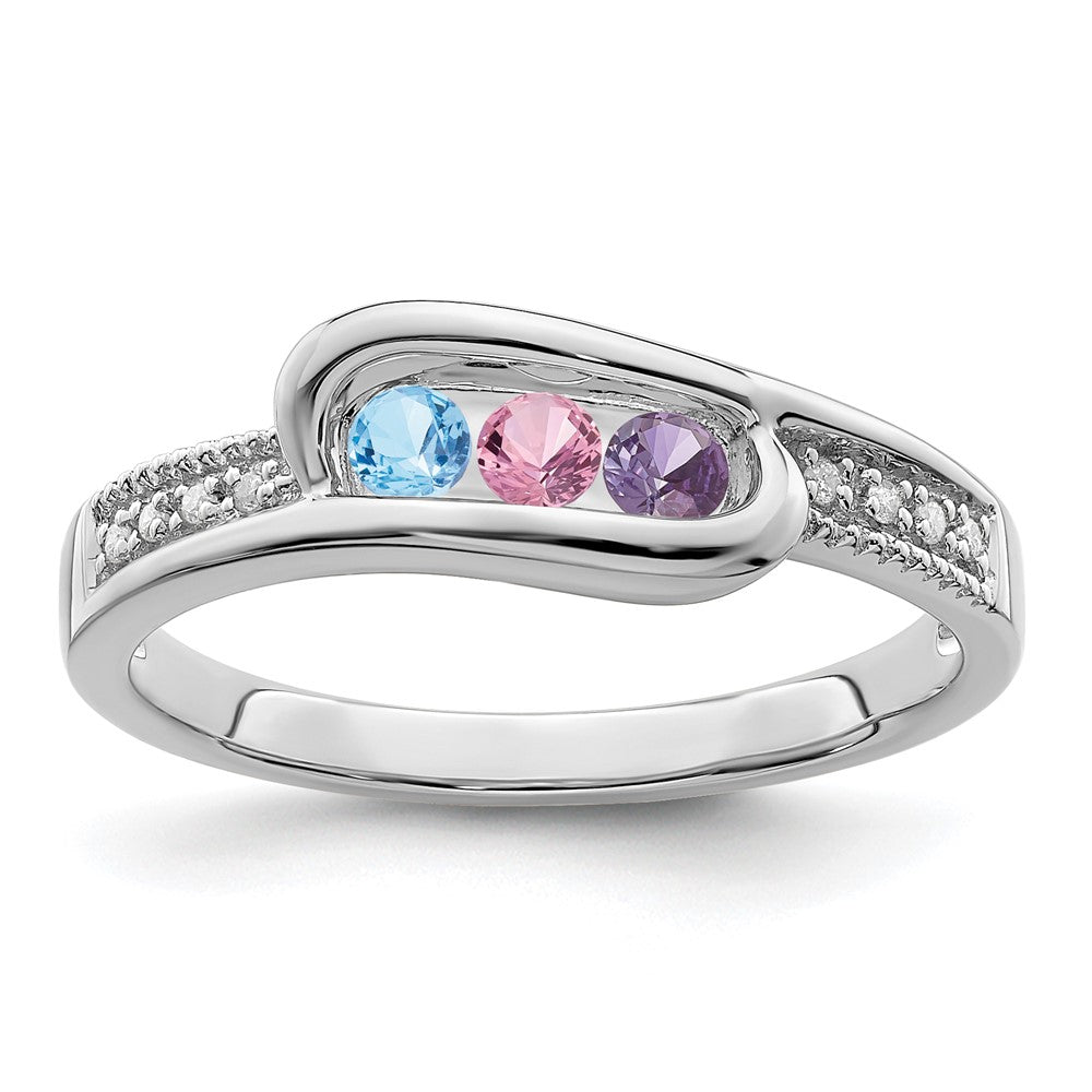 14K White Gold Family Jewelry Diamond Semi-Set Ring