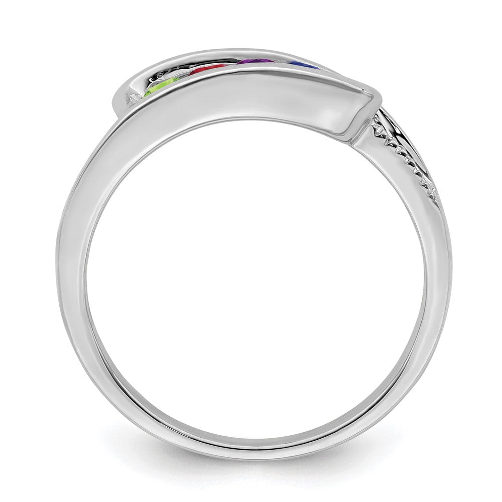 14K White Gold Family Jewelry Genuine Stone & Diamond Set Ring