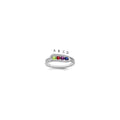 14K White Gold Family Jewelry Synthetic Stone & Diamond Set Ring