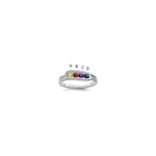 14K White Gold Family Jewelry Synthetic Stone & Diamond Set Ring