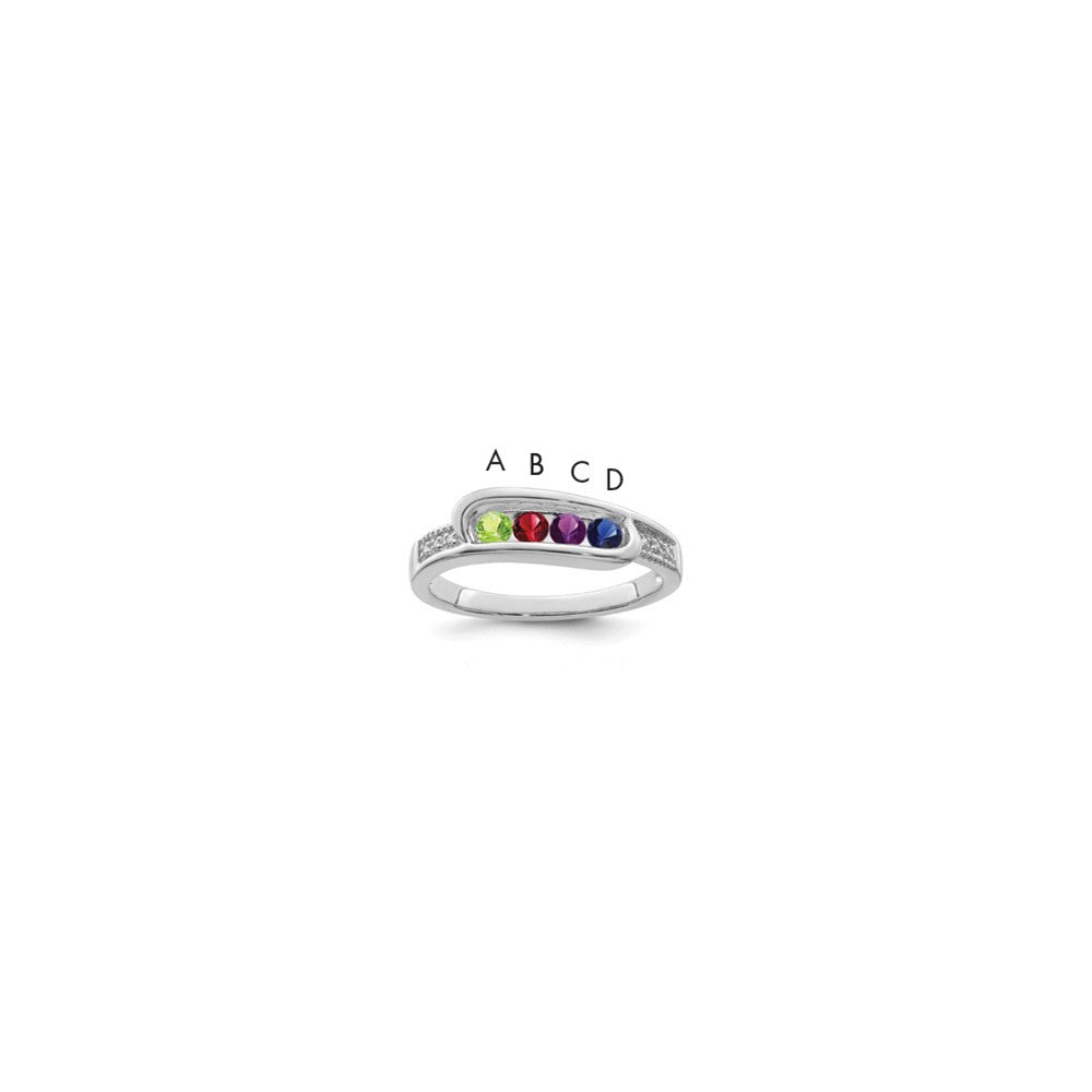 14K White Gold Family Jewelry Synthetic Stone & Diamond Set Ring