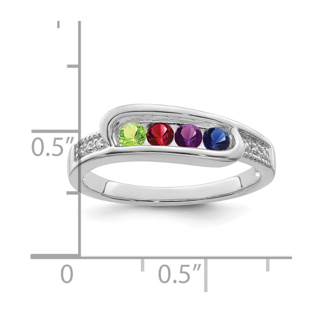 14K White Gold Family Jewelry Diamond Semi-Set Ring
