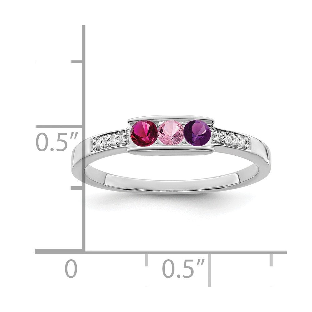 14K White Gold Family Jewelry Diamond Semi-Set Ring