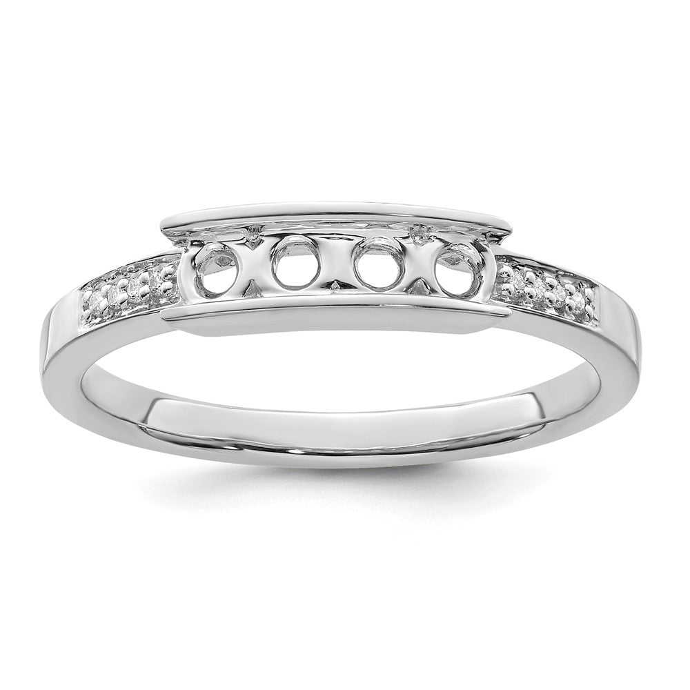 14K White Gold Family Jewelry Diamond Semi-Set Ring