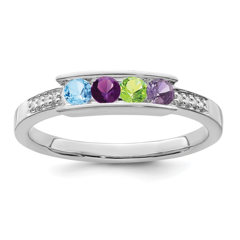 14K White Gold Family Jewelry Diamond Semi-Set Ring