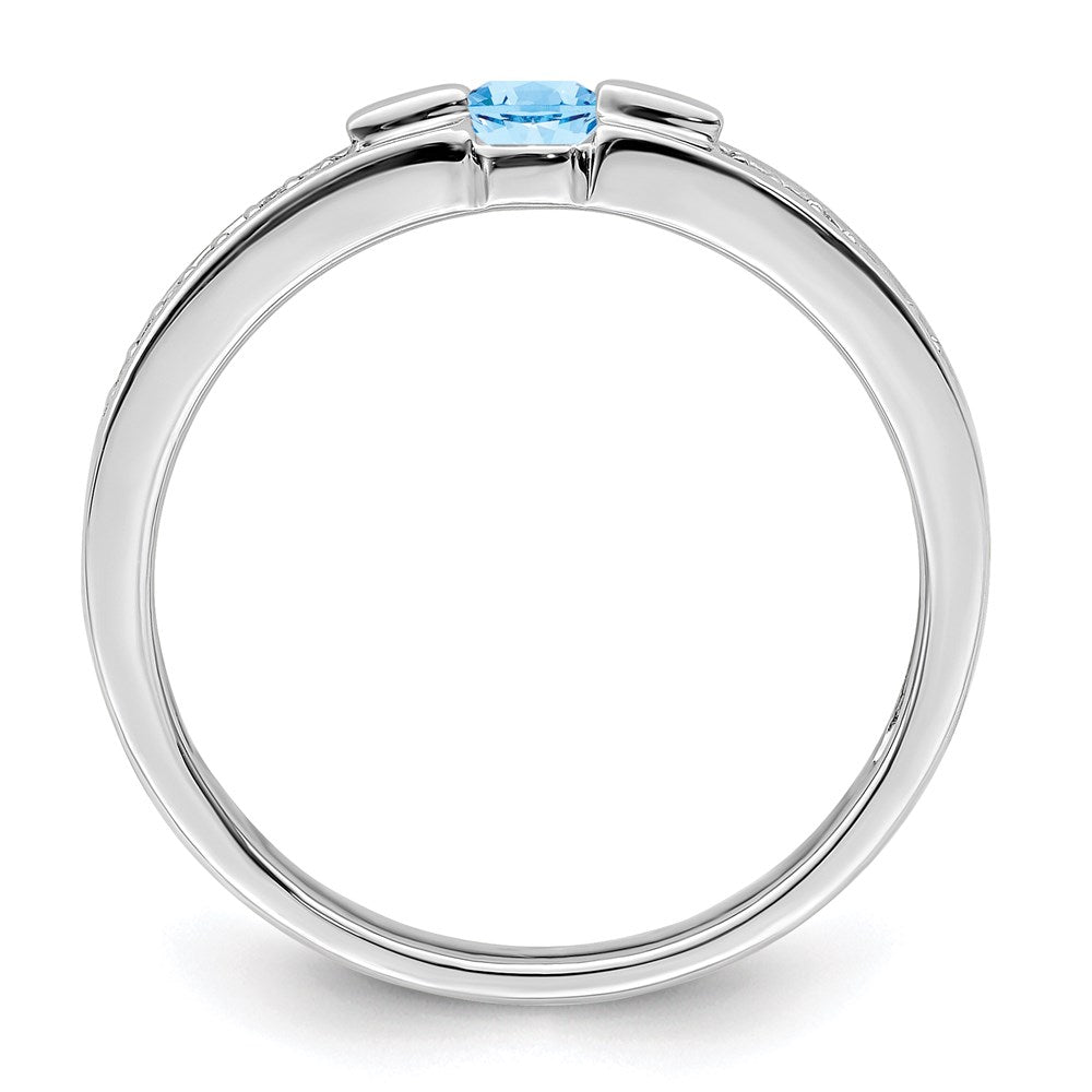 14K White Gold Family Jewelry Genuine Stone & Diamond Set Ring