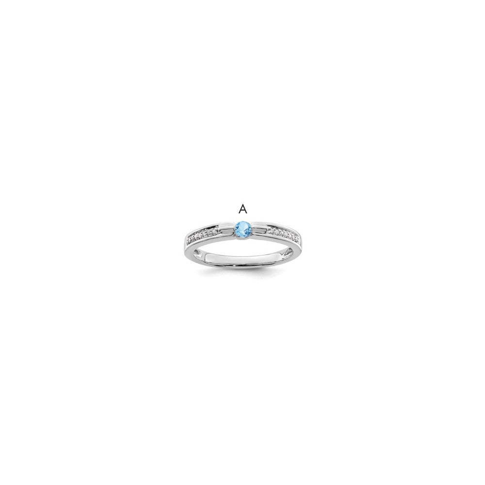 14K White Gold Family Jewelry Genuine Stone & Diamond Set Ring