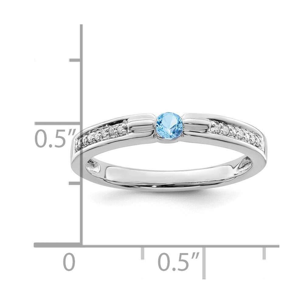14K White Gold Family Jewelry Genuine Stone & Diamond Set Ring