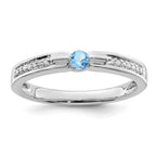 14K White Gold Family Jewelry Synthetic Stone & Diamond Set Ring