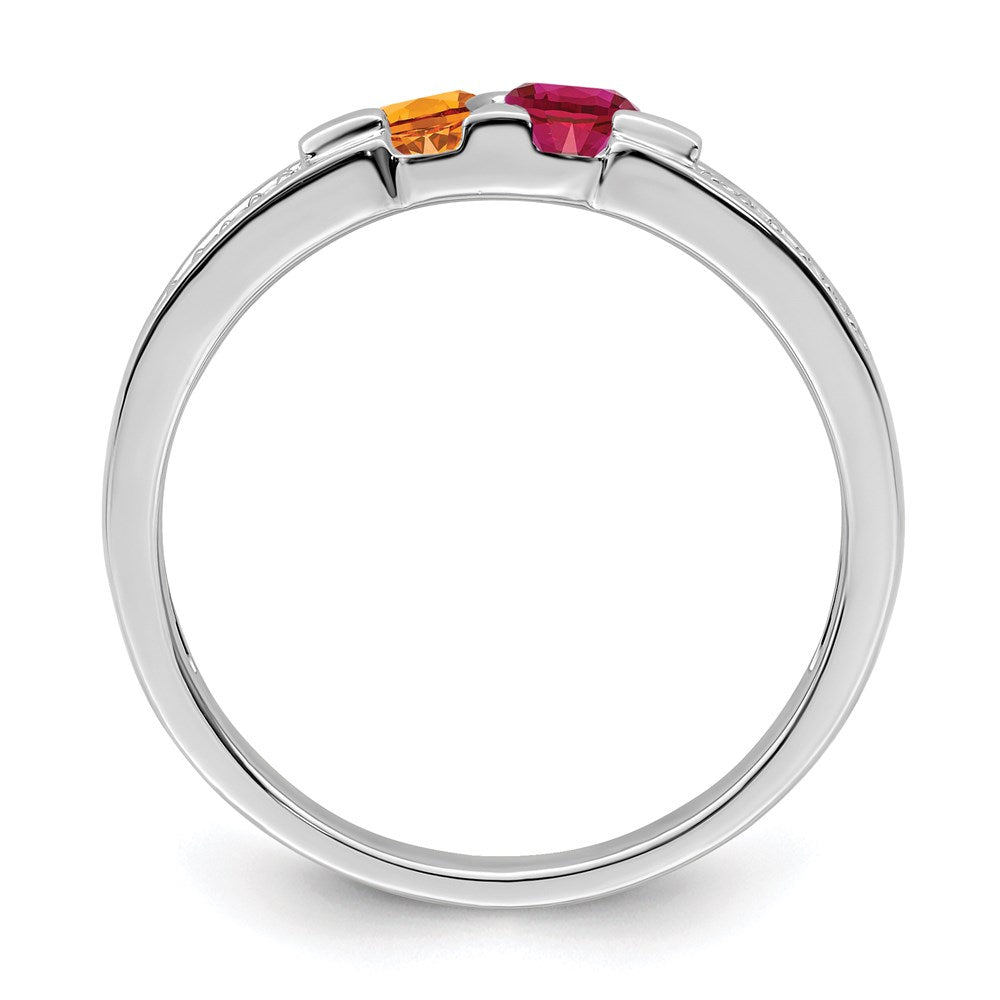 14K White Gold Family Jewelry Synthetic Stone & Diamond Set Ring