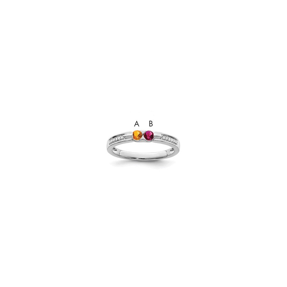14K White Gold Family Jewelry Genuine Stone & Diamond Set Ring