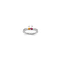 14K White Gold Family Jewelry Genuine Stone & Diamond Set Ring