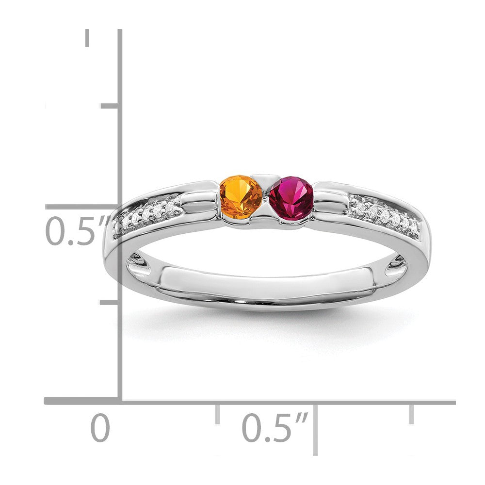 14K White Gold Family Jewelry Genuine Stone & Diamond Set Ring