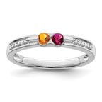 14K White Gold Family Jewelry Genuine Stone & Diamond Set Ring