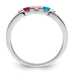 14K White Gold Family Jewelry Synthetic Stone & Diamond Set Ring