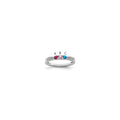 14K White Gold Family Jewelry Genuine Stone & Diamond Set Ring