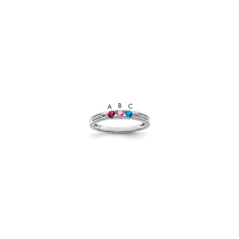 14K White Gold Family Jewelry Genuine Stone & Diamond Set Ring