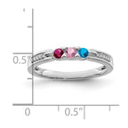 14K White Gold Family Jewelry Genuine Stone & Diamond Set Ring