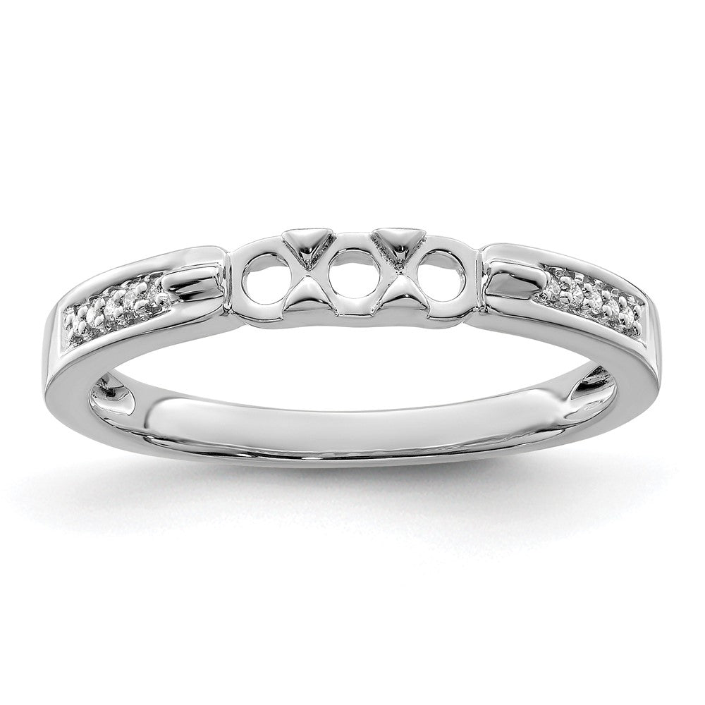 14K White Gold Family Jewelry Genuine Stone & Diamond Set Ring