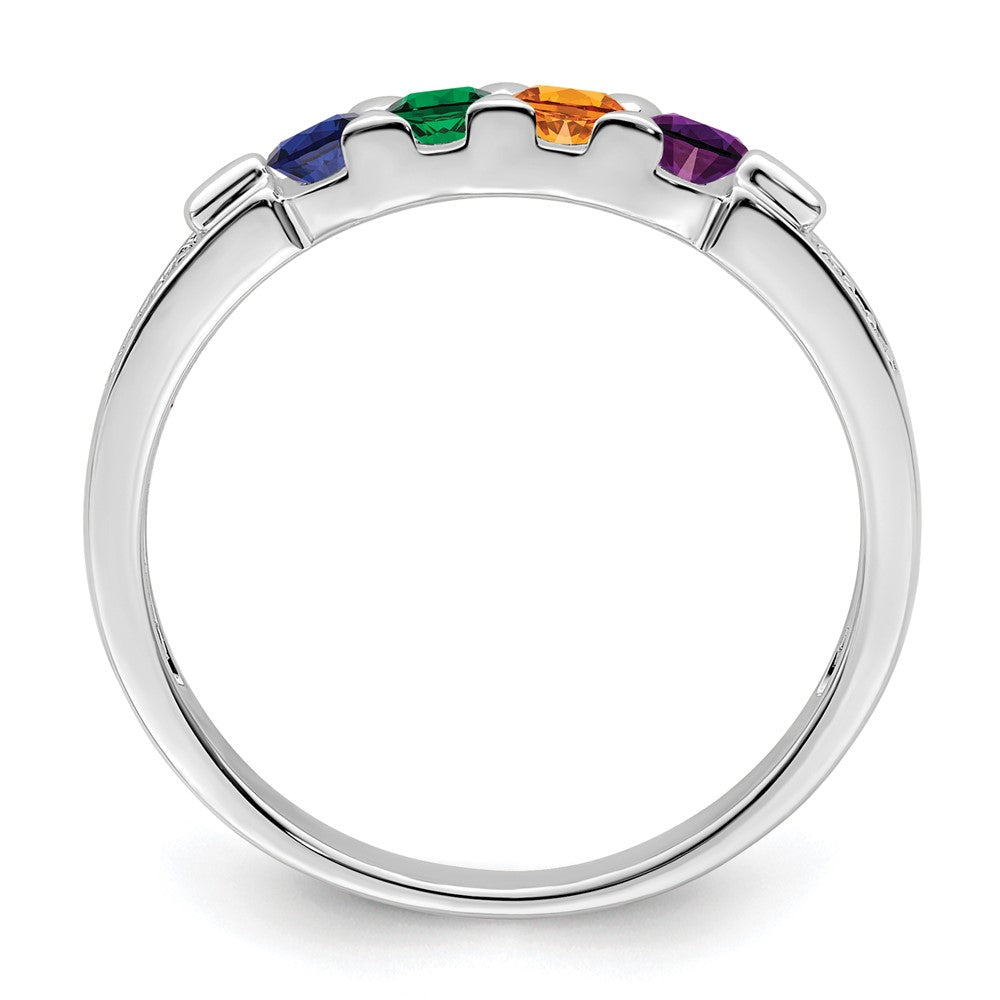 14K White Gold Family Jewelry Genuine Stone & Diamond Set Ring