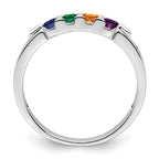 14K White Gold Family Jewelry Genuine Stone & Diamond Set Ring