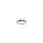 14K White Gold Family Jewelry Synthetic Stone & Diamond Set Ring