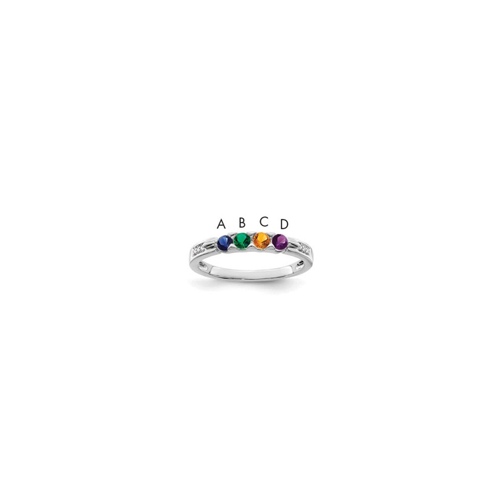 14K White Gold Family Jewelry Genuine Stone & Diamond Set Ring