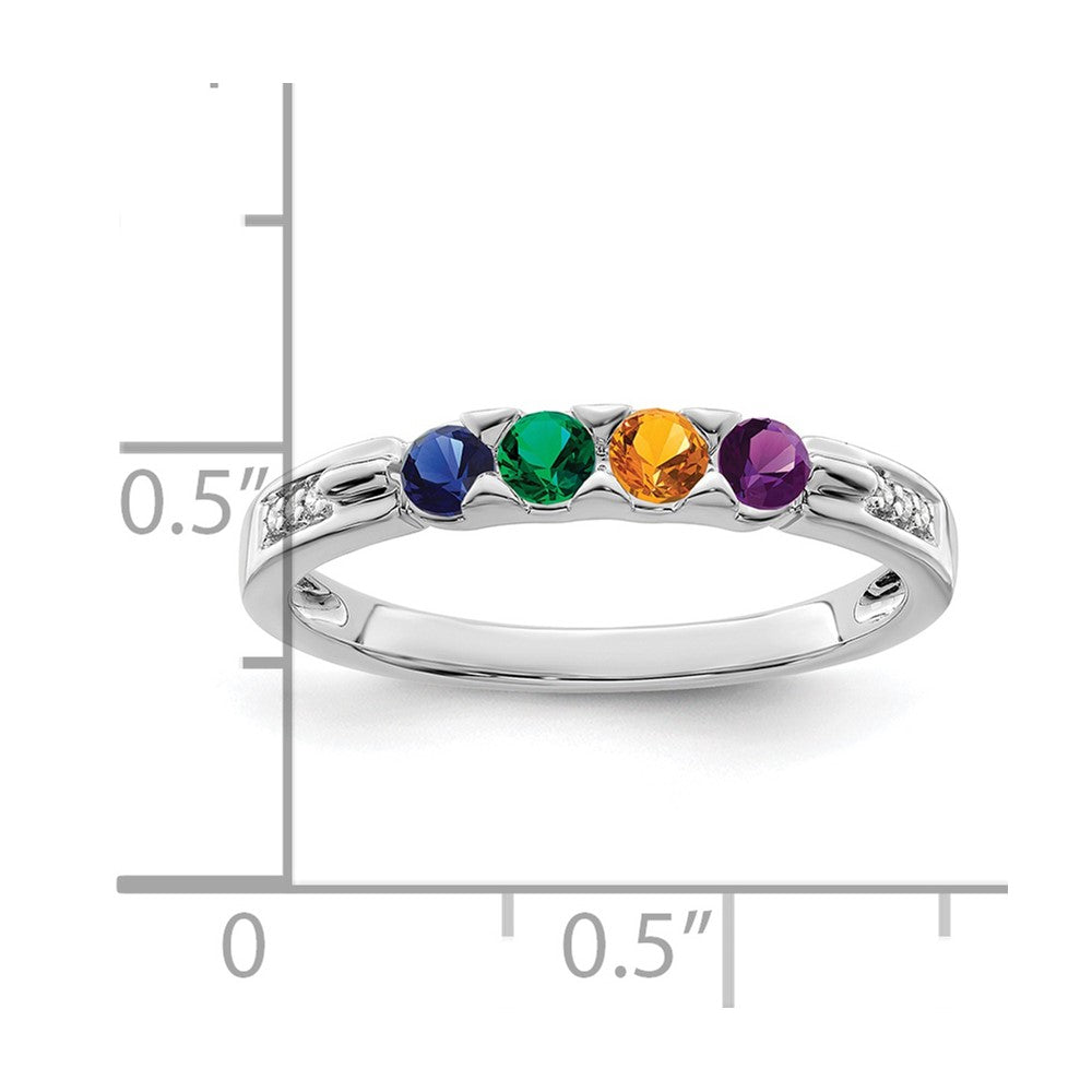 14K White Gold Family Jewelry Genuine Stone & Diamond Set Ring