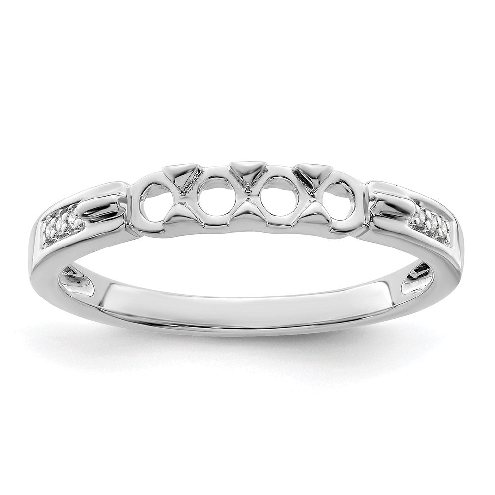 14K White Gold Family Jewelry Genuine Stone & Diamond Set Ring