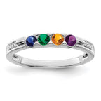 14K White Gold Family Jewelry Genuine Stone & Diamond Set Ring