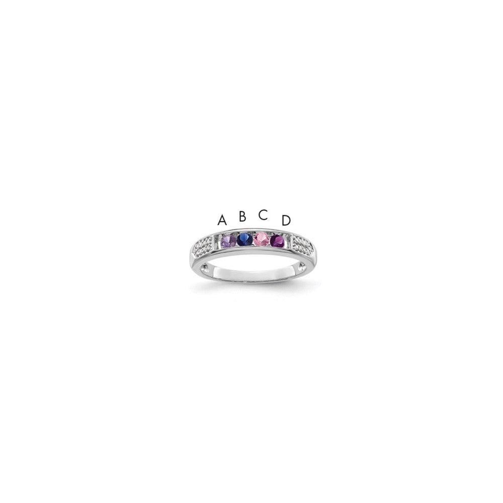 14K White Gold Family Jewelry Diamond Semi-Set Ring