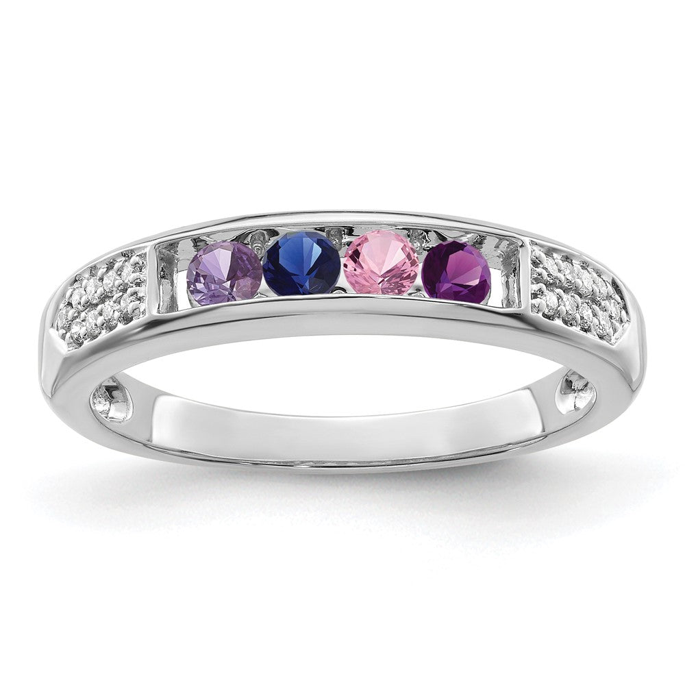 14K White Gold Family Jewelry Diamond Semi-Set Ring
