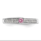 14K White Gold Family Jewelry Synthetic Stone & Diamond Set Ring