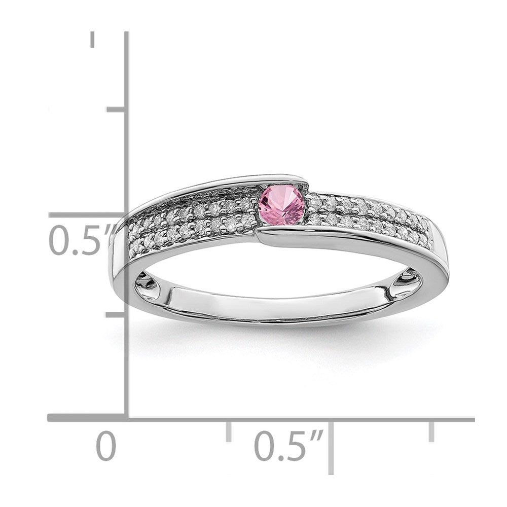 14K White Gold Family Jewelry Genuine Stone & Diamond Set Ring