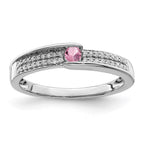 14K White Gold Family Jewelry Genuine Stone & Diamond Set Ring