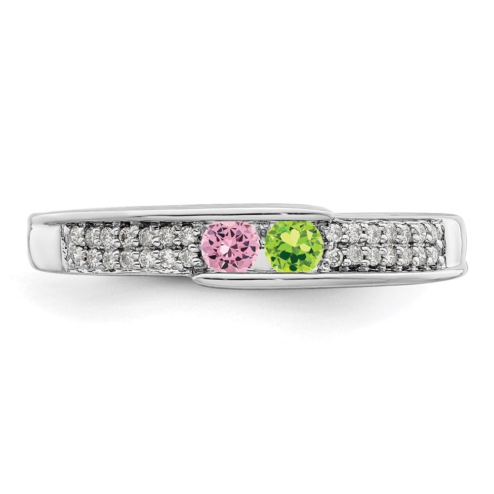 14K White Gold Family Jewelry Synthetic Stone & Diamond Set Ring