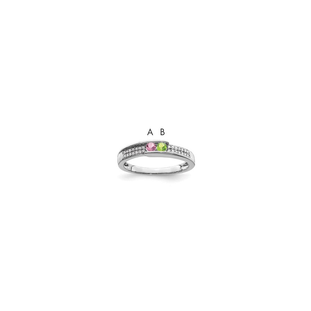 14K White Gold Family Jewelry Genuine Stone & Diamond Set Ring