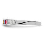 14K White Gold Family Jewelry Genuine Stone & Diamond Set Ring