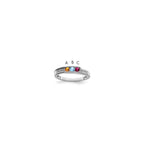 14K White Gold Family Jewelry Genuine Stone & Diamond Set Ring