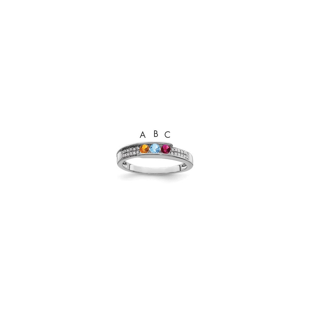 14K White Gold Family Jewelry Synthetic Stone & Diamond Set Ring