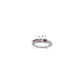 14K White Gold Family Jewelry Synthetic Stone & Diamond Set Ring