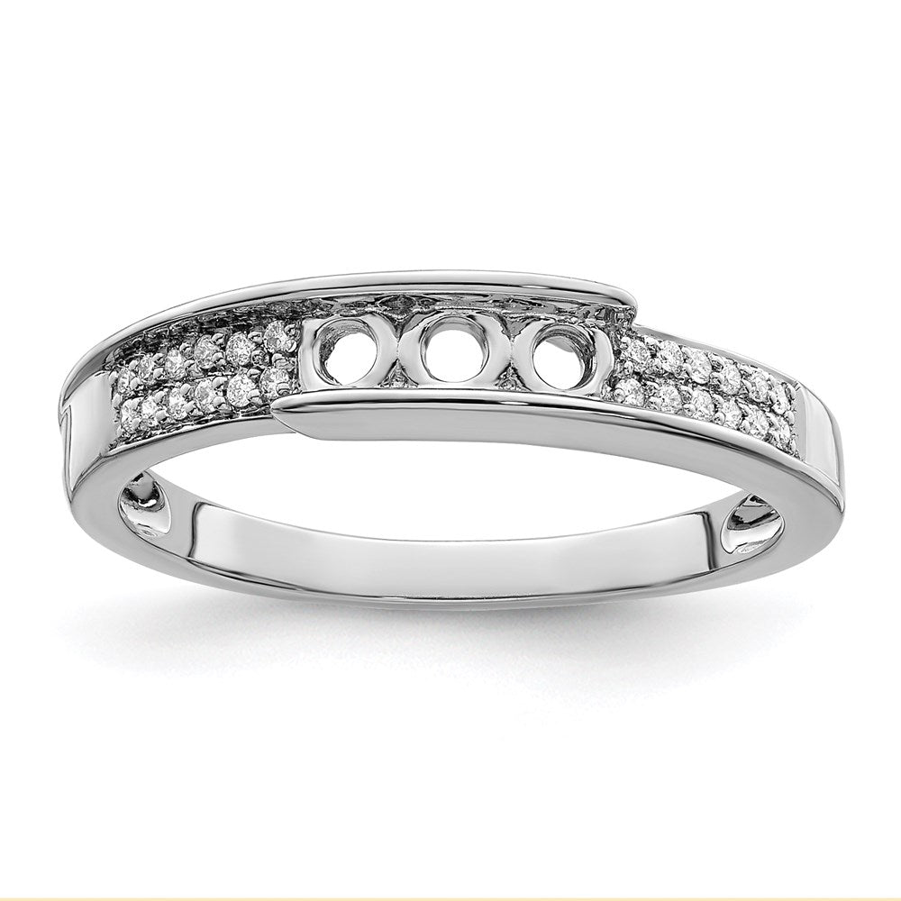 14K White Gold Family Jewelry Genuine Stone & Diamond Set Ring