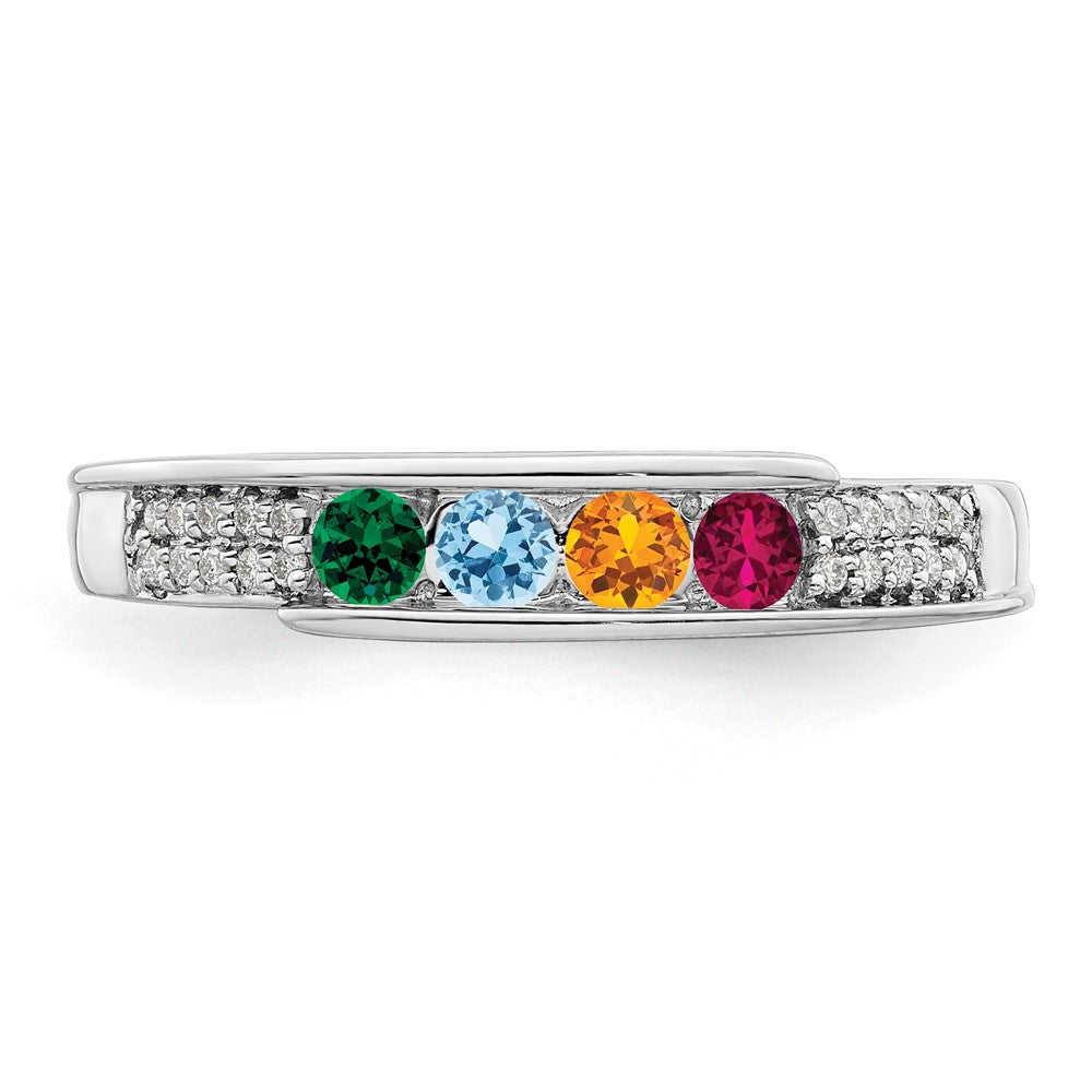 14K White Gold Family Jewelry Genuine Stone & Diamond Set Ring