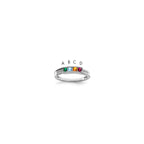 14K White Gold Family Jewelry Synthetic Stone & Diamond Set Ring