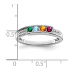 14K White Gold Family Jewelry Genuine Stone & Diamond Set Ring