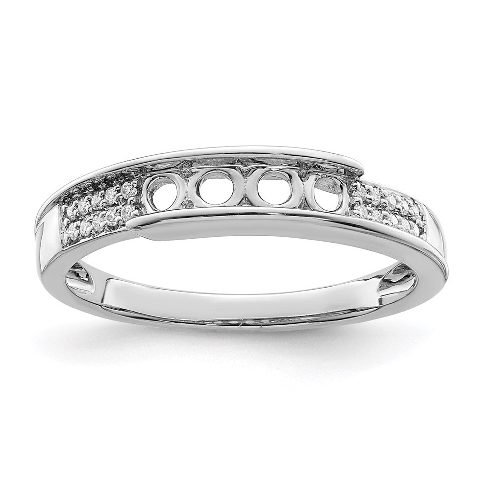 14K White Gold Family Jewelry Genuine Stone & Diamond Set Ring