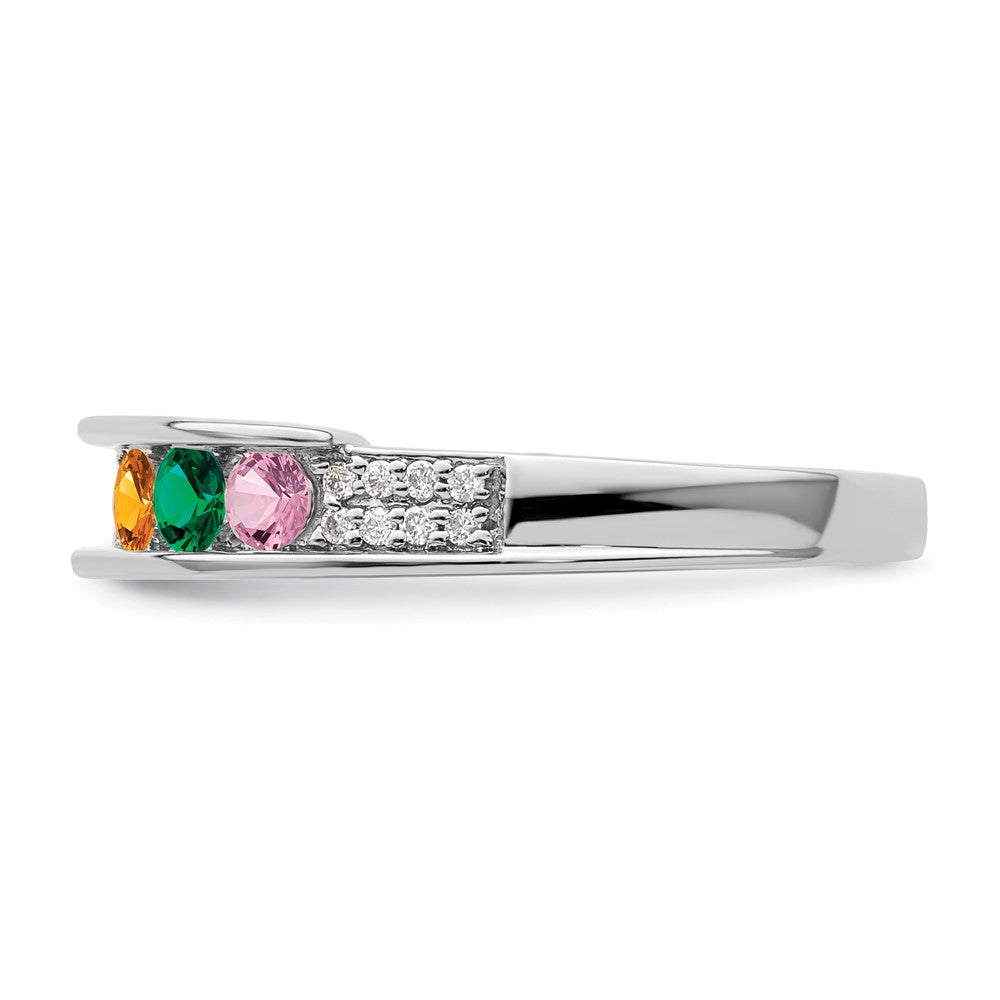 14K White Gold Family Jewelry Synthetic Stone & Diamond Set Ring
