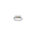 14K White Gold Family Jewelry Synthetic Stone & Diamond Set Ring